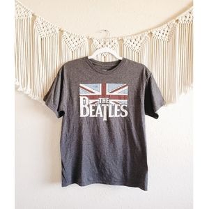 THE BEATLES Gray Graphic Short Sleeve Band Tee L